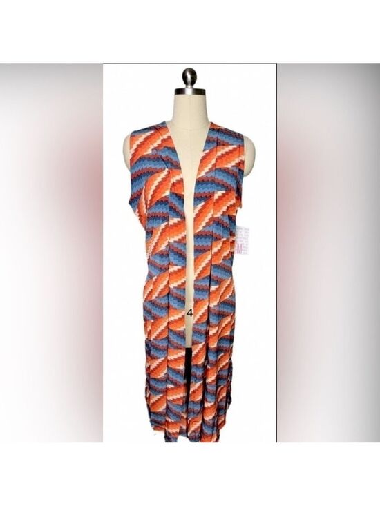 LuLaRoe Other - Lularoe Long Duster Kimono Orange Blue Size Medium!